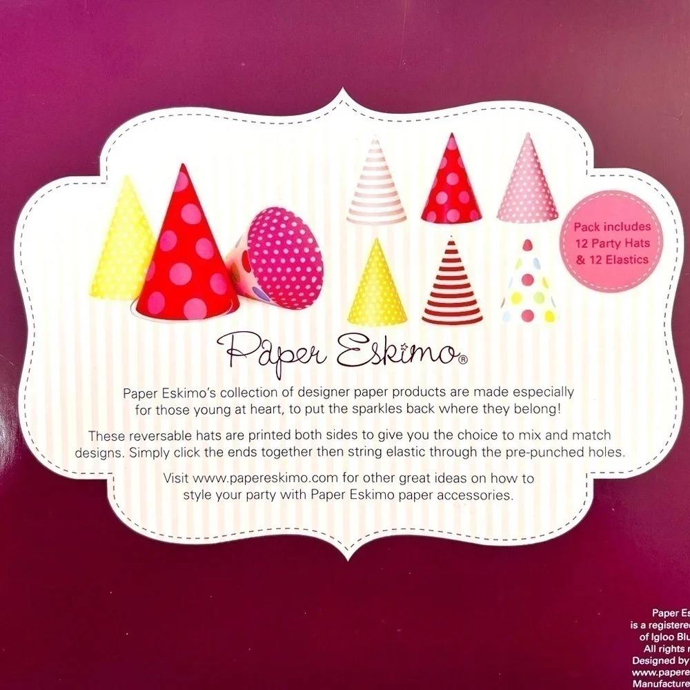 Paper Eskimo Party Hats, Utensils, Tags, Candles, Cups & Cupcake Toppers Bundle